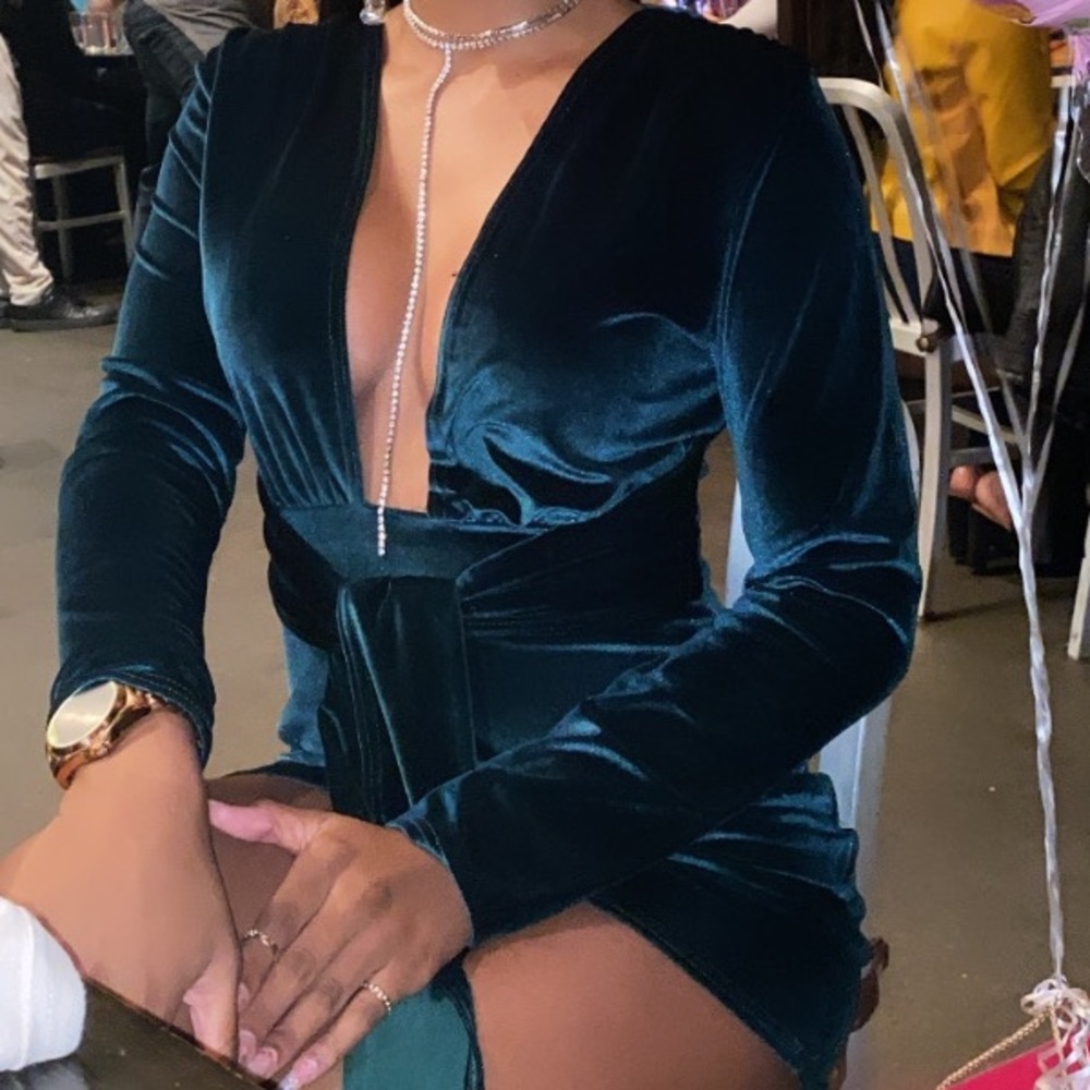 EMERALD VELVET  DRESS